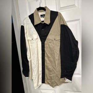 Western Express 2XL Black Pearl Snap Button Long Sleeve Shirt Ranch Rodeo Mint